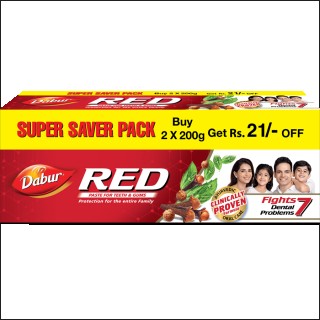 Dabur Red Ayurvedic Toothpaste, 200 + 200 gm