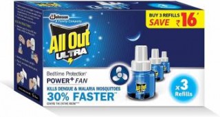  All Out Ultra Power + Fan Mosquito Repellent (Refill) x3 Refills